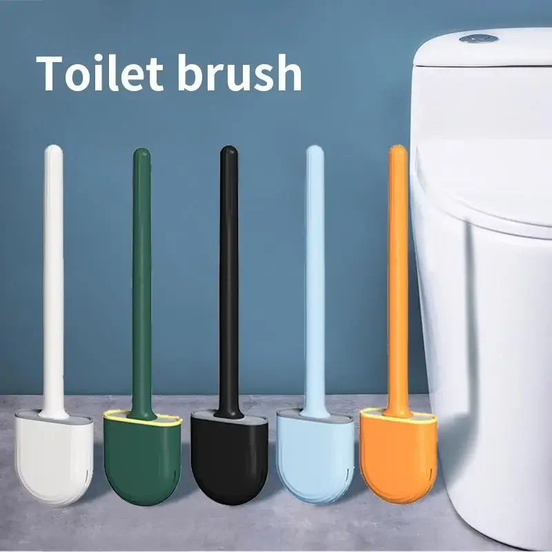 Bathroom Double-use Household Non-dead Angle Silicone Toilet Brush Toilet Toilet Brush Wall Cleaning Tool Wall Hanging Set