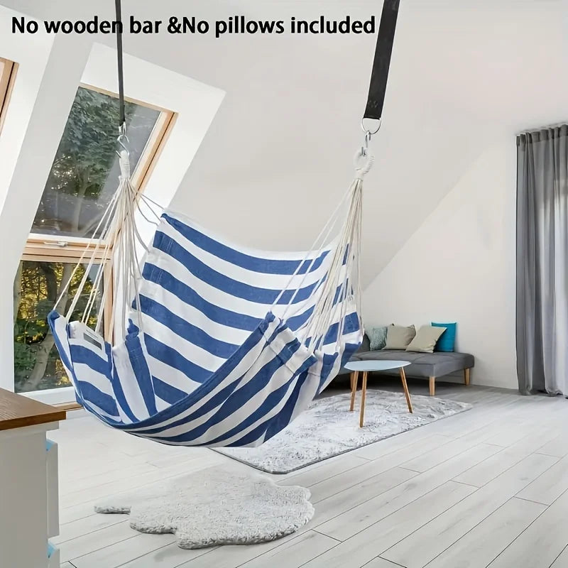 1pc Handwoven Hammock Chair Swing, Fabric Hanging Chair for Indoor and Outdoor Use Sturdy and Comfortable