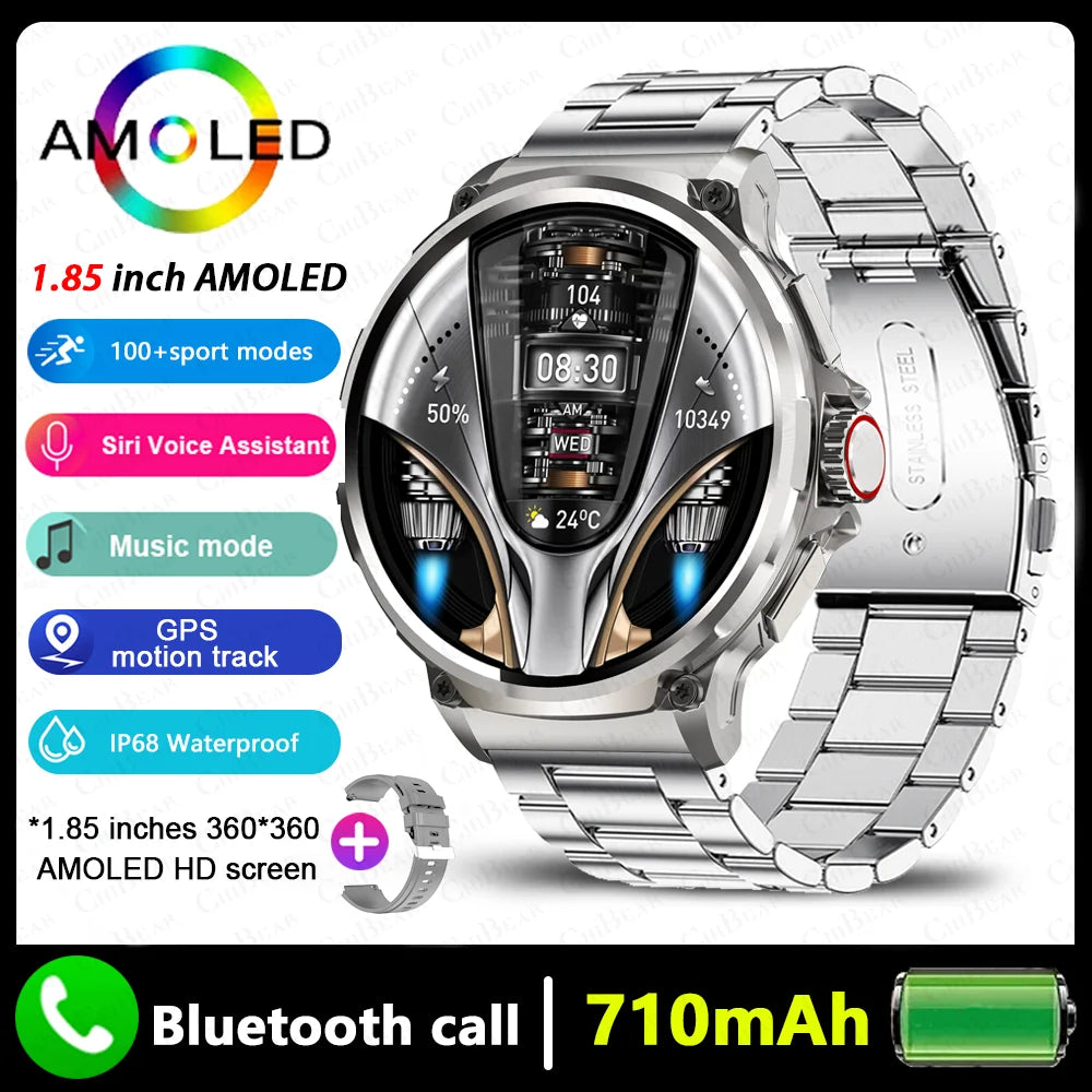 2025 New Military GPS V69 Smart Watch Men 1.85 inch 710 mAh Heart Rate GPS Sports IP68 Waterproof Bluetooth Talk  Smartwatch Man