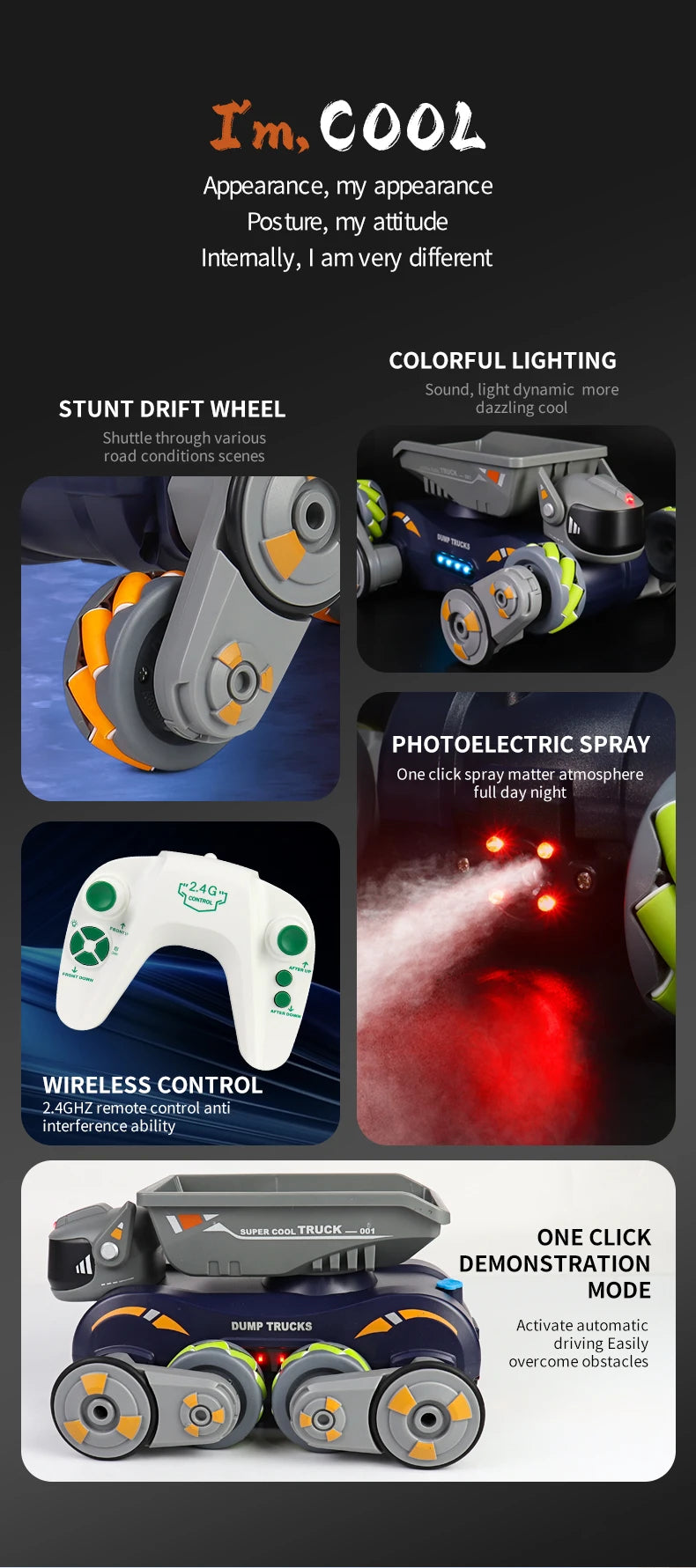 Rc Stunt Car 8-Wheel Mechanical Robot Dog with Lights Spray for Kids Remote Gesture Sensing Control Electronic Pet Toy Car