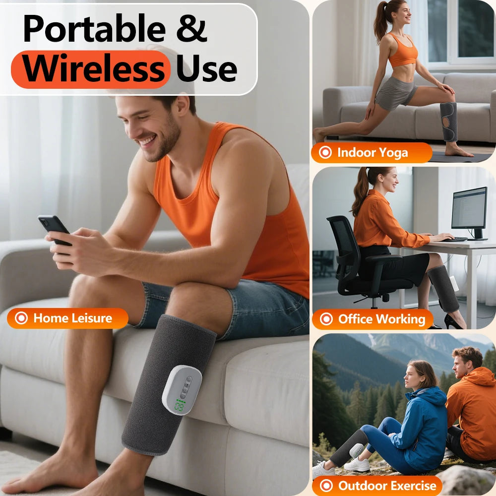 Eletric Air Pressure Calf Massager Wireless Heating Leg Massage 4 Modes Airbag Compresstion Relax Foot Muscle Relieve Fatigue
