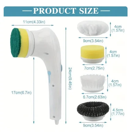 Multifunctional Electric Cleaning Brush 5 In 1 Power Scrubber For Kitchen Bathroom Tile Grout Car Interior And Outdoor Deep Clea