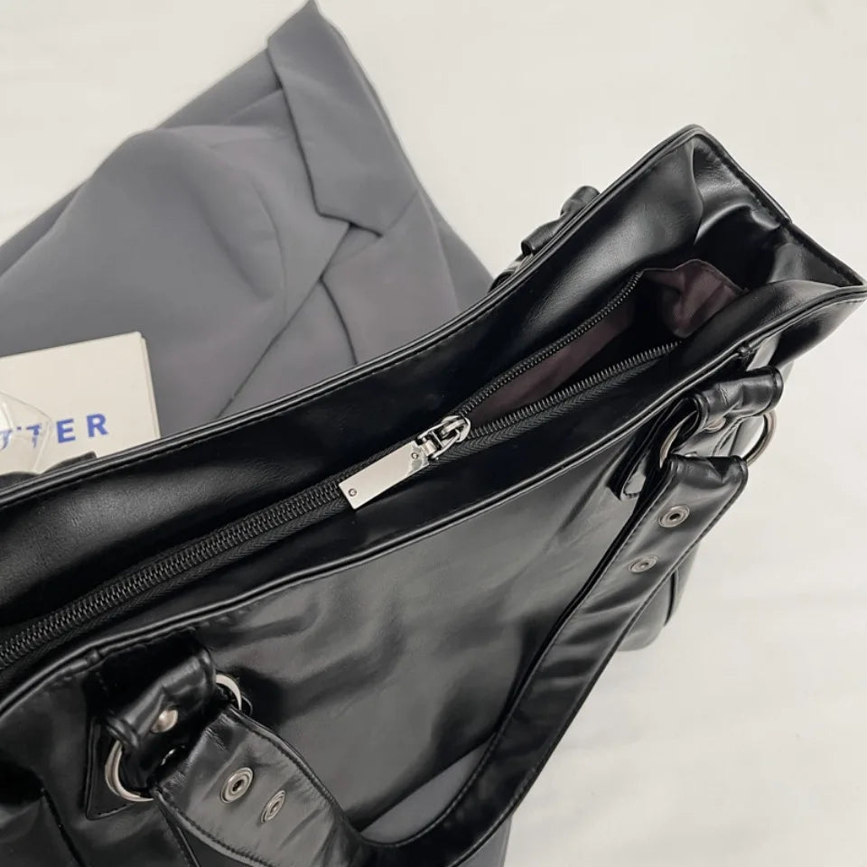 Retro Brand Roomy Shoulder Bag Female Luxury Solid Color Classic Crossbody Bag Large Capacity Style Soft PU Leather Tote Bag