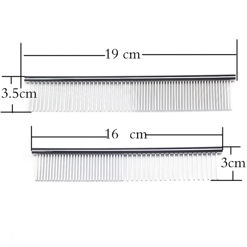 Stainless Steel Dog Comb Long Thick Hair Fur Removal Brush 16/19cm Pets Dog Cat Grooming Dematting Combs for Shaggy Dogs