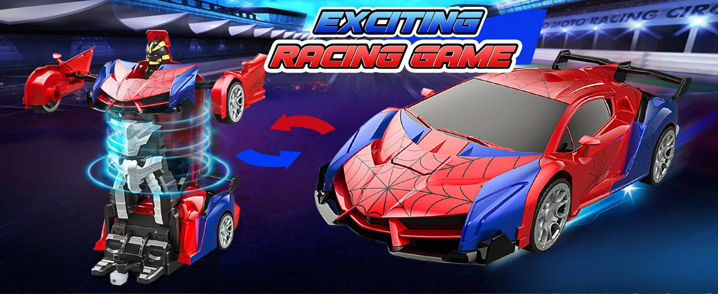 2.4GHz Deformable Spider Remote Control Car - Robot Car with Stunts, Rechargeable Battery & LED Lights, Toy Gift for Boys Girls