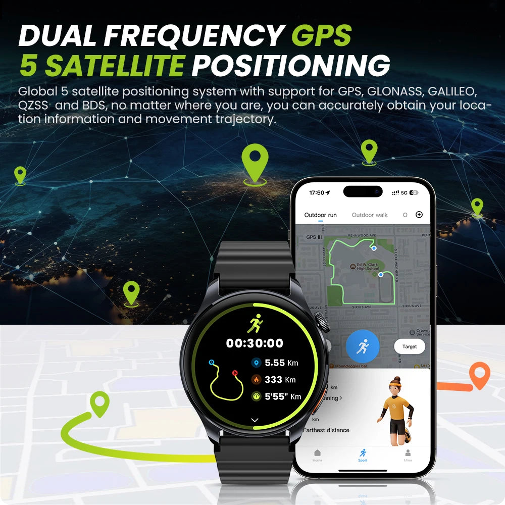 HAYLOU Watch 4S GPS Smartwatch 1.43” HD AMOLED Display 5 Satellite GPS Positioning 120+ Workout Modes Sport Fitness Smart Watch
