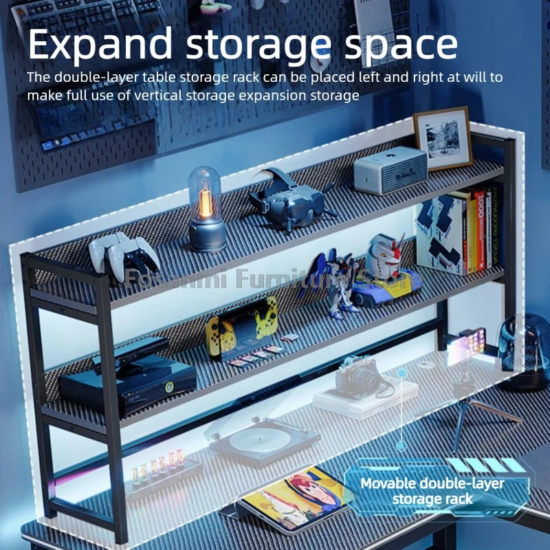 Modern L-Shaped Gaming Work Desk Chair Set Corner PC Table for Room Home Office Computer Desk and Chair Set Furniture with Shelf