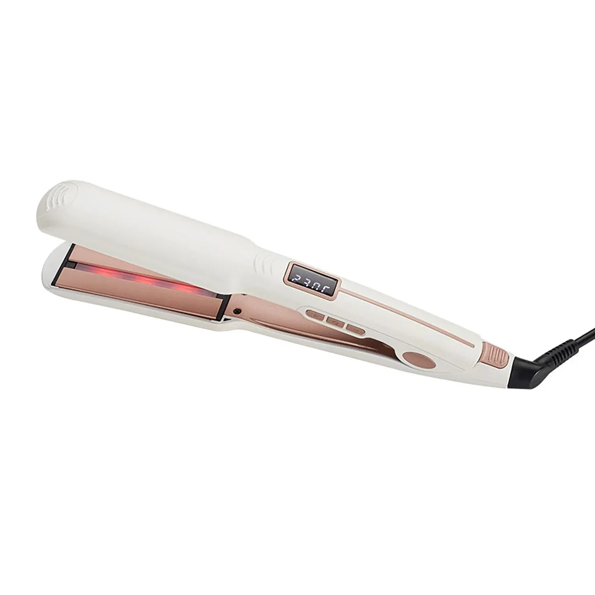 TQ-H2 Infrared Hair Straightener with LCD Display - Adjustable Temperature & Wet/Dry Use | White Styling Iron for Smooth Care