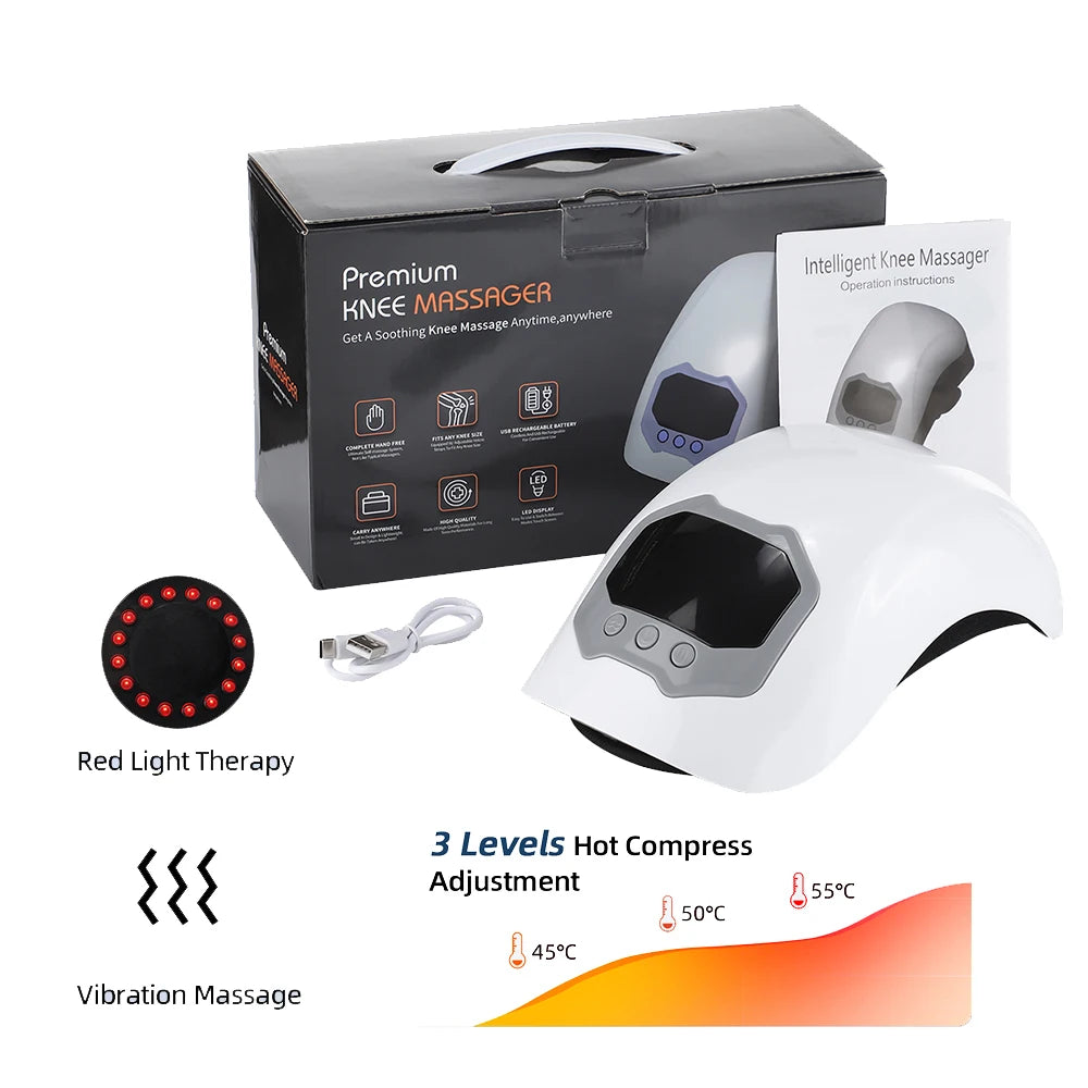 Heated Vibration Knee Massager for Joint Electric Knee Brace Red Light Knee Care Home Office Airbag Relaxing Treatment Knee Pad