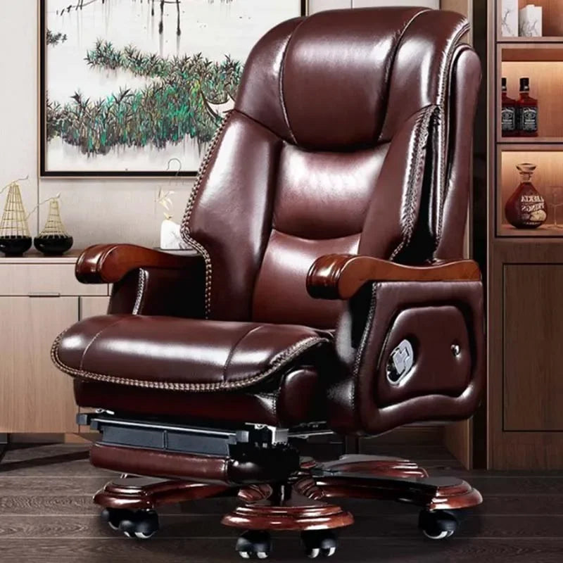 Leather Wheel Office Chair Support Design Relax Modern Massage Chair Chaise Mobile Comfy Luxury Silla Oficina Office Furniture
