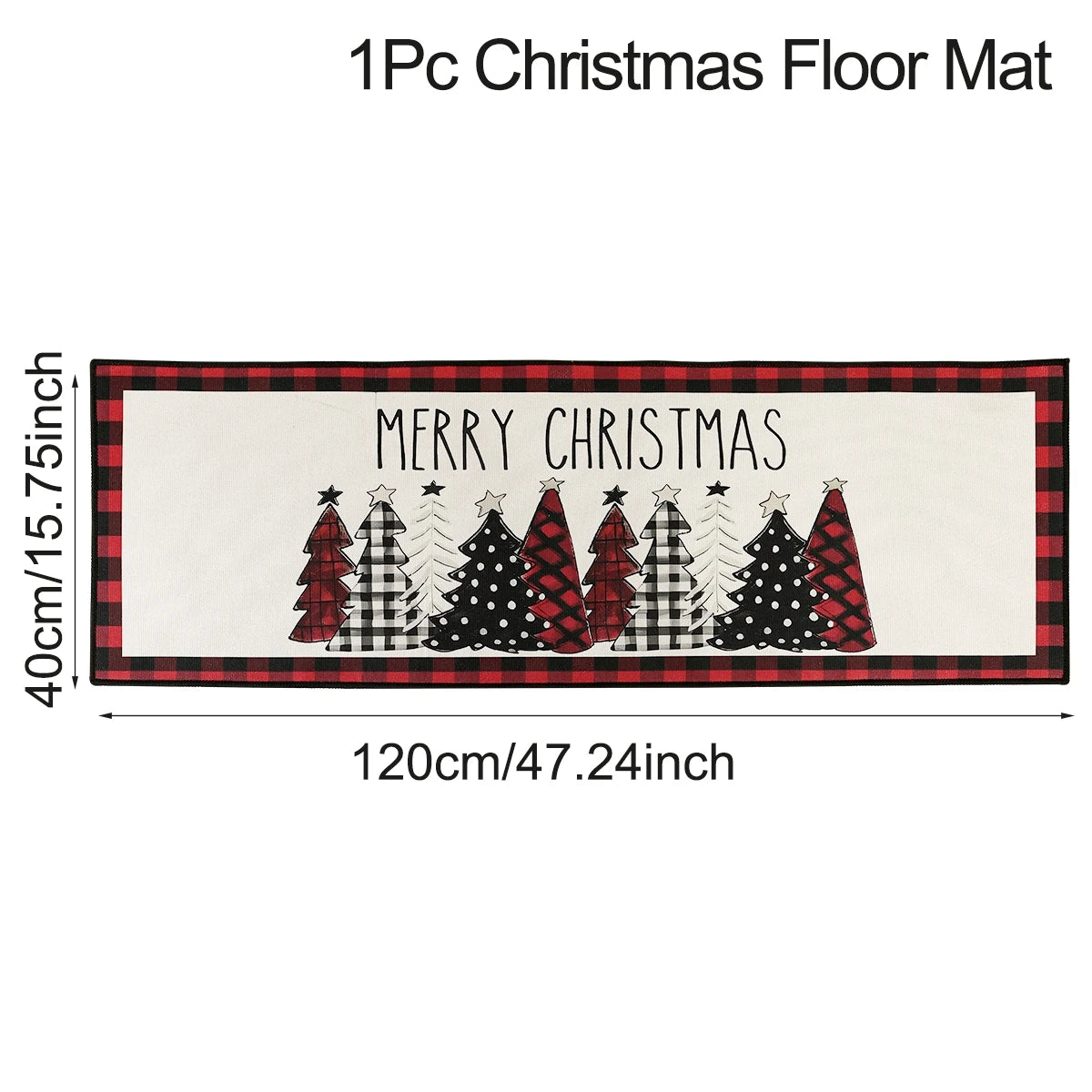 Christmas Kitchen Floor Mats, Plaid Pattern Kitchen Runner Rug for Kitchen Decoration Home 2024 Navidad Noel Gifts New Year 2025