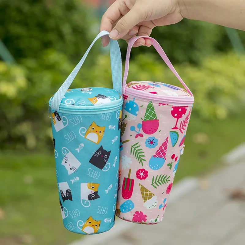 Portable Milk Tea Tote Bag Heat Preservation Bag Carrying Insulated Cup Cover Umbrella Bag Handbag Camping Drinkware Accessories