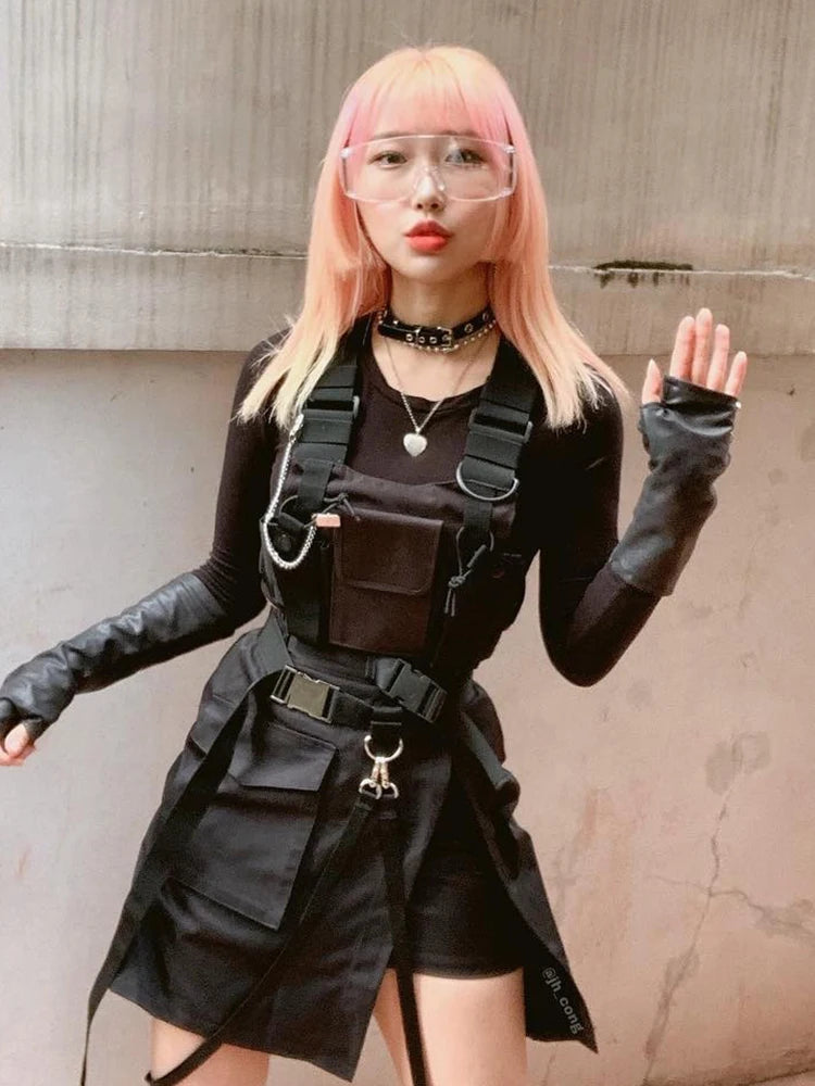 Functional Tactical Chest Bag For Woman Fashion Bullet Hip Hop Vest Streetwear Bags Casual Waist Pack Unisex Black Chest Rig Bag