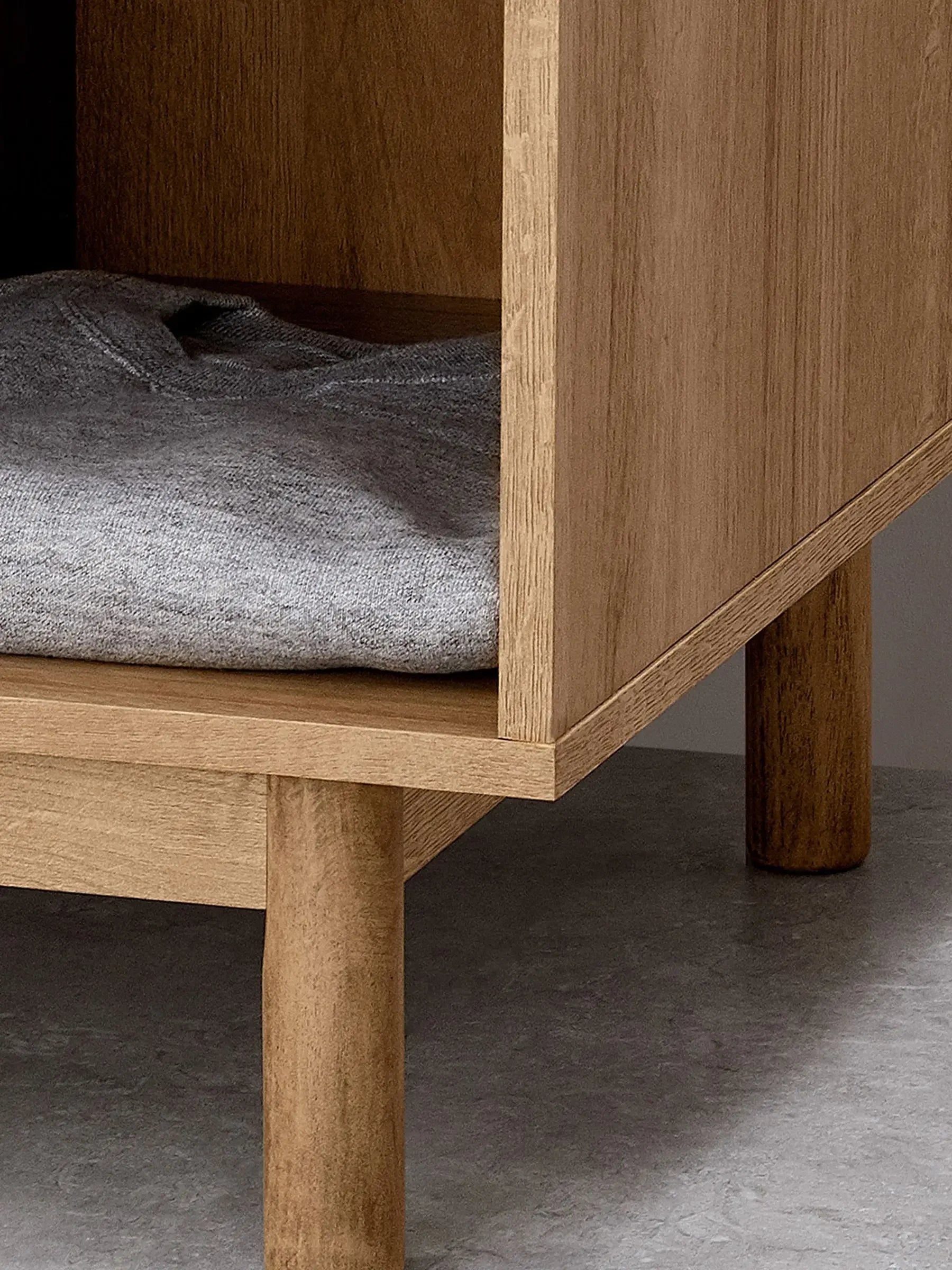 Multipurpose Wooden Living Room Cabinet Wardrobe with Rattan Woven Doors