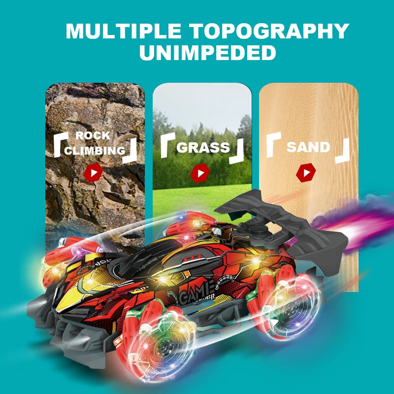 NEW F1 Drift RC Car with LED Light Wheel Music 2.4G Glove Gesture Wireless Remote Control Electrospray Stunt Car  4WD Toys