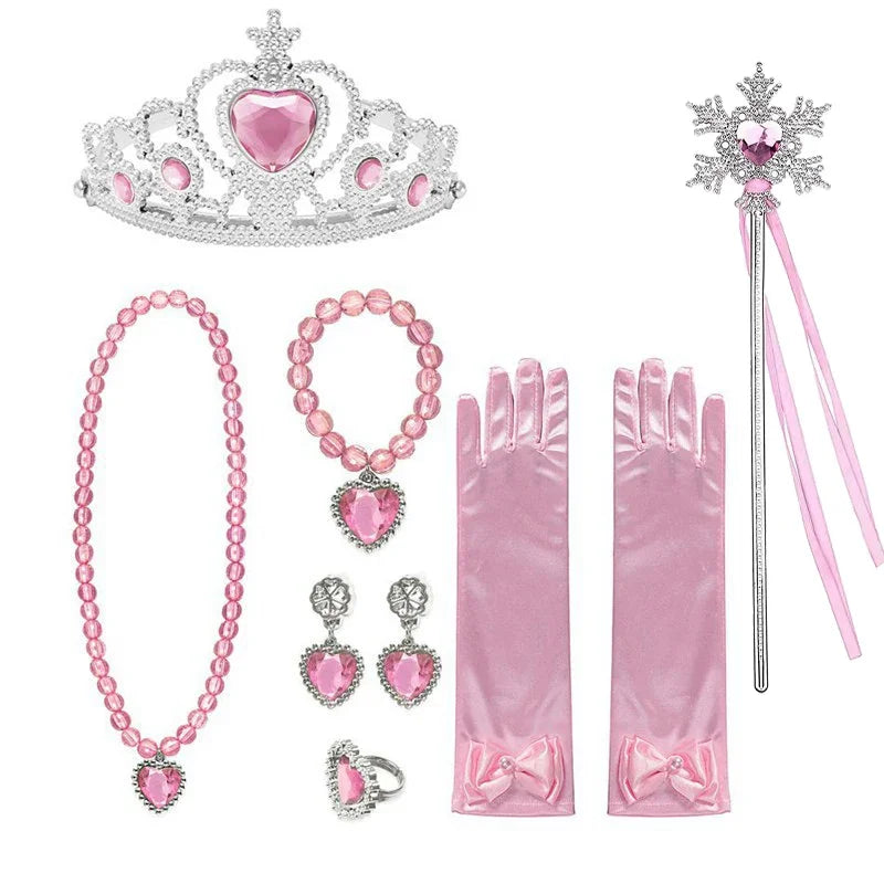 Princess Girls Anna Elsa Accessory Costume Photography Props Gloves Tiara Angle Fairy Wand Jewelry Set Fancy Dress Role Play