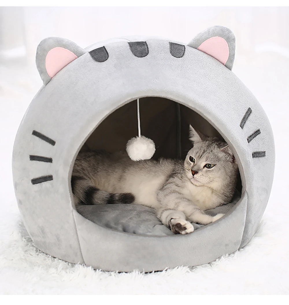 Super Cat Bed Warm Pet House Kitten Cave Cushion Cat House Warm Sleeping Dog Basket Tent Small Dog Mat Supplies Bed For Cats
