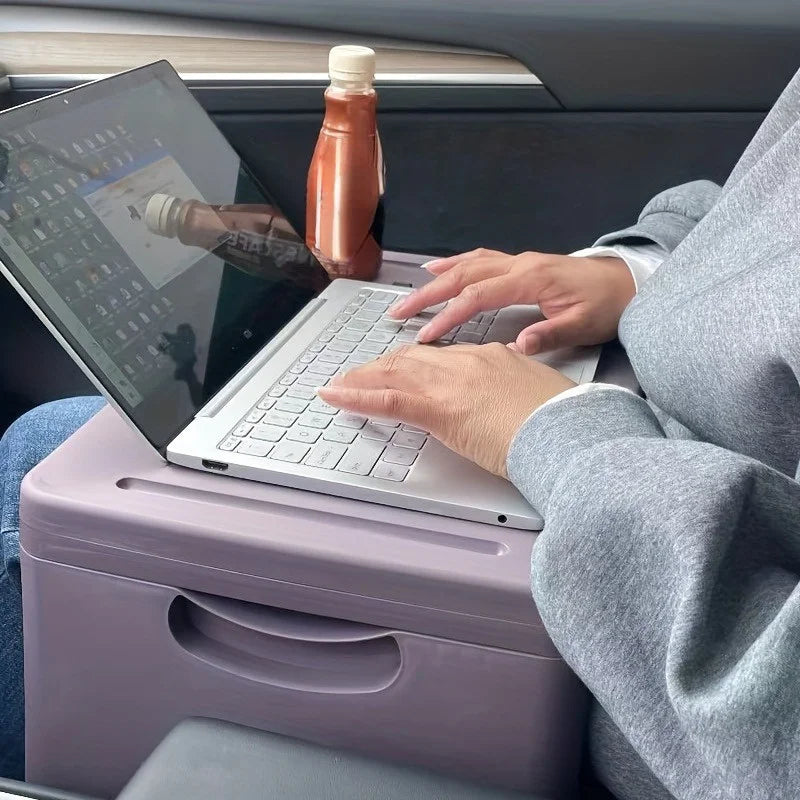 Folding Lap Desk with Storage Dividers - Sturdy Laptop Tray & Serving Desk, Portable Bed Table with Organizer Compartments