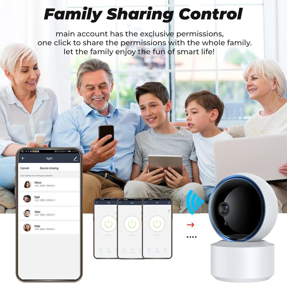 Tuya Smart 360° PTZ Security Camera with AI Motion Tracking- Baby/Pet/House Monitor,2-Way Talk,Ultra - Clear IR Night Vision