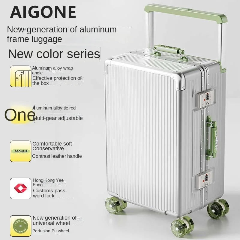 20"24 Inch Wide Handle Travel Suitcase Aluminum frame Carry-on Luggage Trolley Case with Wheels Boarding Box Rolling Luggage Bag