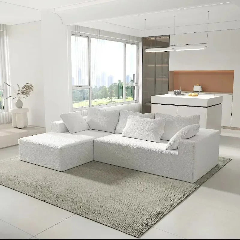 Vacuum Compression Sofa, Nordic Splicing Combination Sofa Bed, Beige/beige Cashmere and Rabbit Fur Are Optional, Customizable