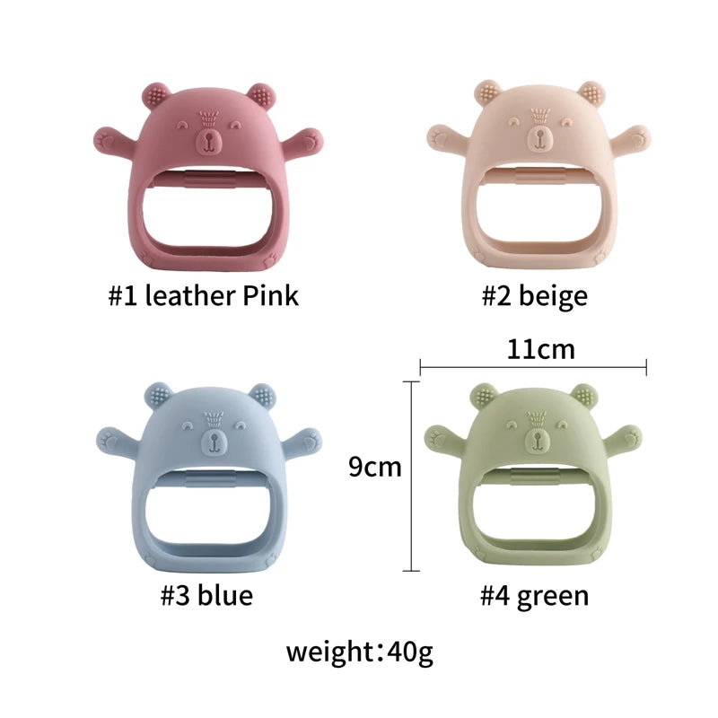 Baby Teether Gloves Kid Cartoon Bear Teething Silicone Dental Care Gums Anti-eating Hand Molar Stick BPA Free Baby Accessori