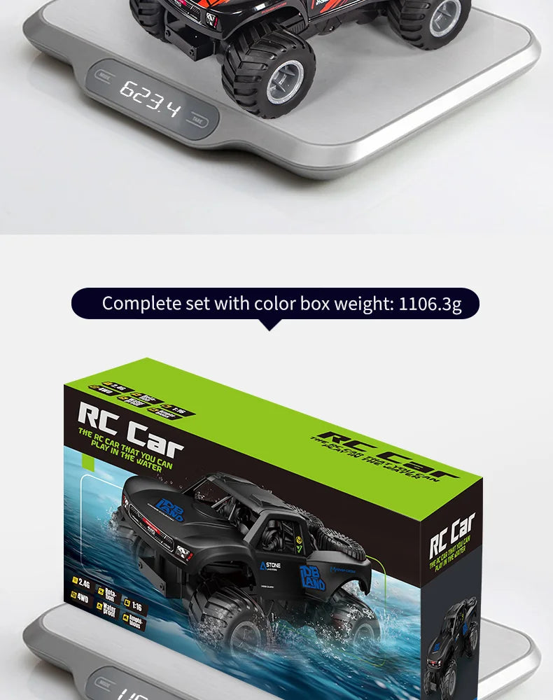 JJRC Q156 4WD 2.4G Amphibious Off-road Climbing RC Flip Stunt Car Racing All-terrain Waterproof Children's RC Toys Gifts