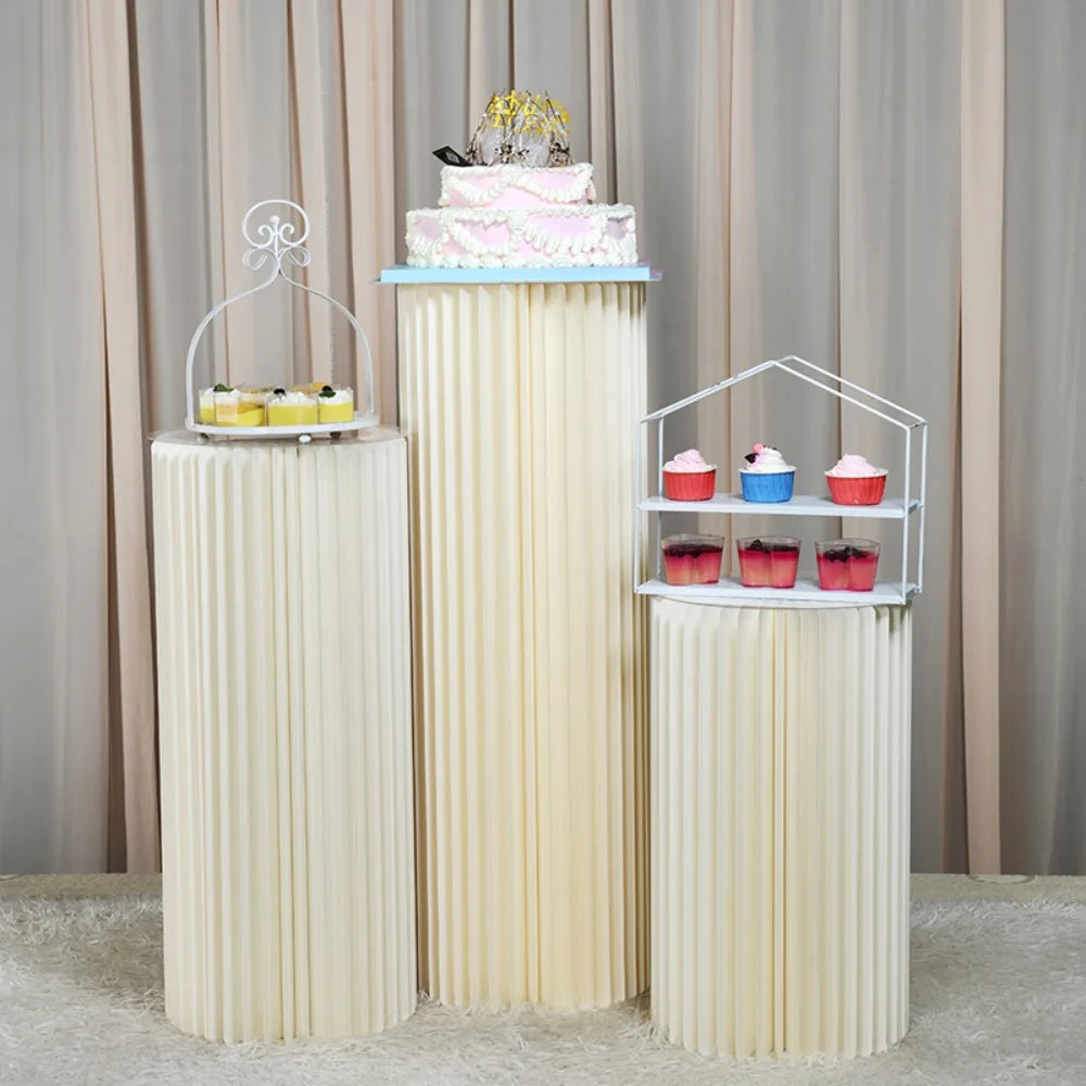 Buffet Risers Food Display Stand Round Table Cake Dessert Stand for Parties Foldable Paper Columns Display for Wedding Birthday