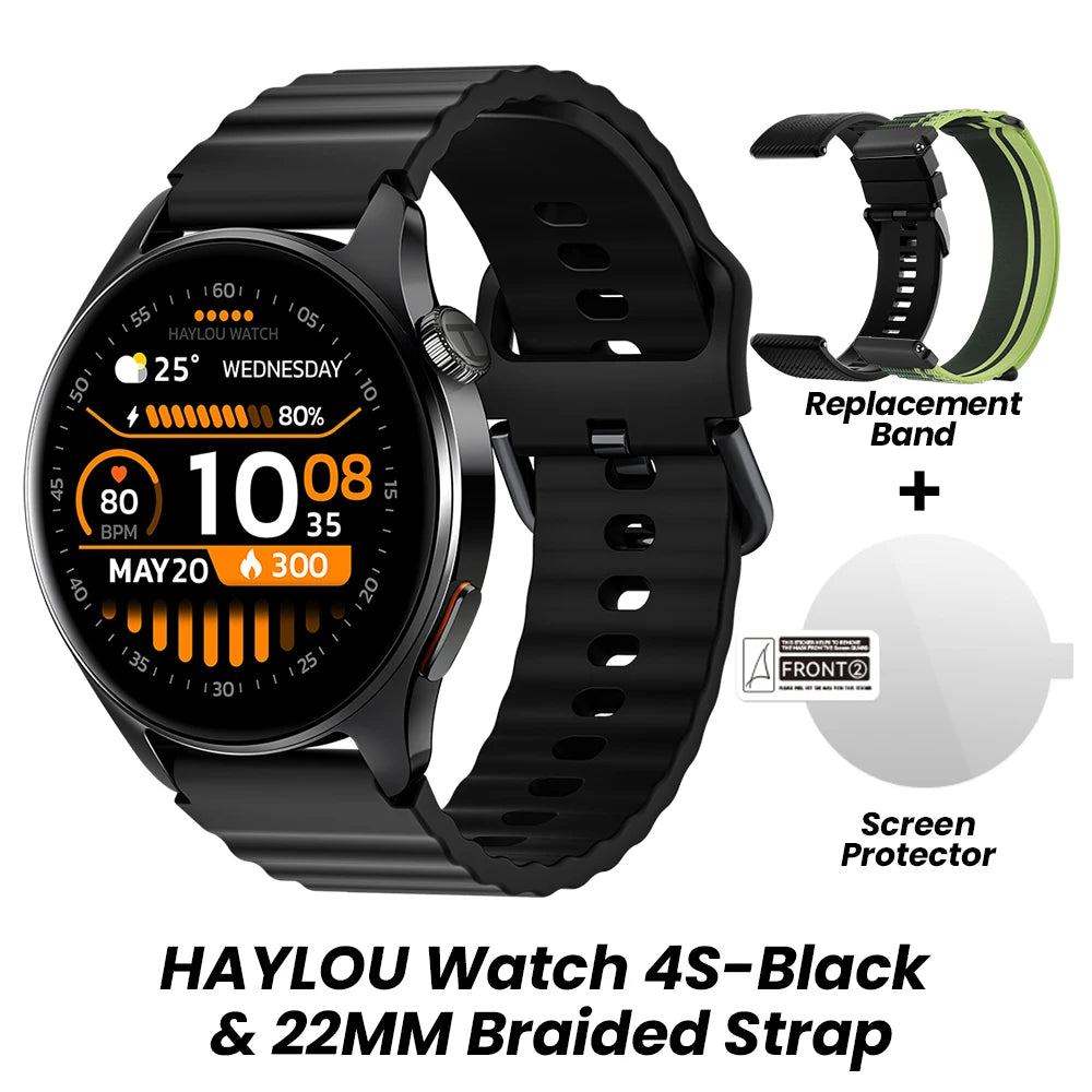 HAYLOU Watch 4S GPS Smartwatch 1.43” HD AMOLED Display 5 Satellite GPS Positioning 120+ Workout Modes Sport Fitness Smart Watch