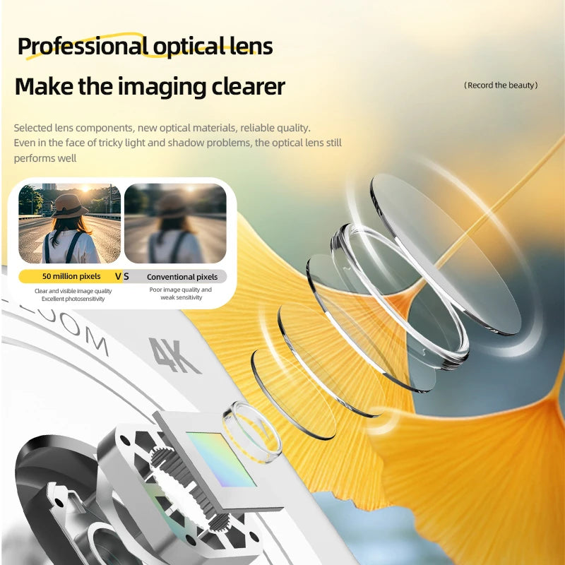 4K Digital Camera 5000W Pixel Retro CCD Portable Card Camera Entry-level Camera Dual Camera Flash 50 Million Pixels Auto Focus