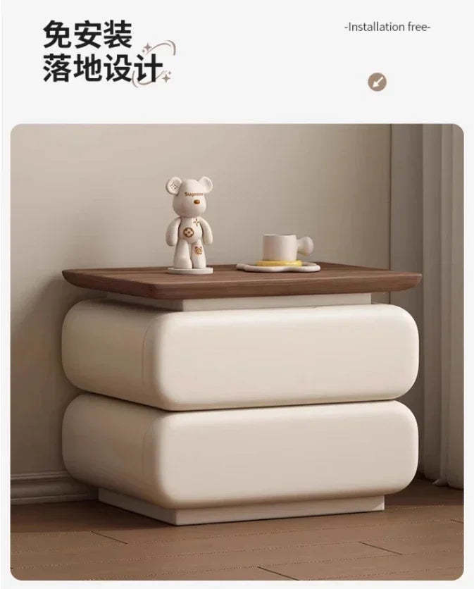 Cream Style Bedside Table Space Saving Nordic Trendy Unique Nightstands Storage Drawers Mesita De Noche Bedroom Furniture