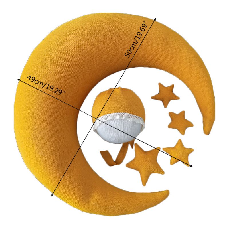 ❤️Newborn Photography Props Accessories Posing Crescent Pillow+Stars+Hat 6Pcs/Set Studio Baby Photo Decoration Moon Fotografia