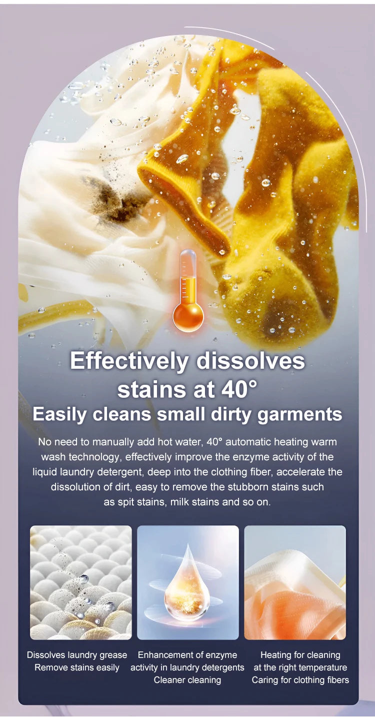 Folding Portable Washing Machine 8.5L Large Capacity Clothes Spin Dryer Bucket Travel Underwear Socks Ultrasonic Mini Washer