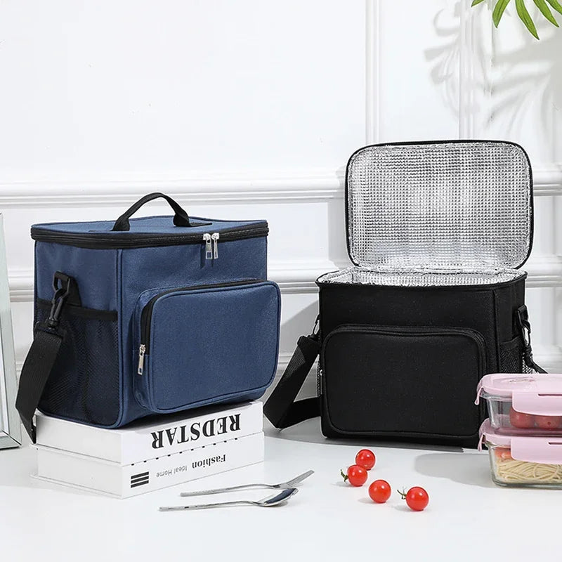 Portable lunch bag food thermal box durable waterproof office cooler lunchbox with adjustable shoulder strap insulated case. ZMT