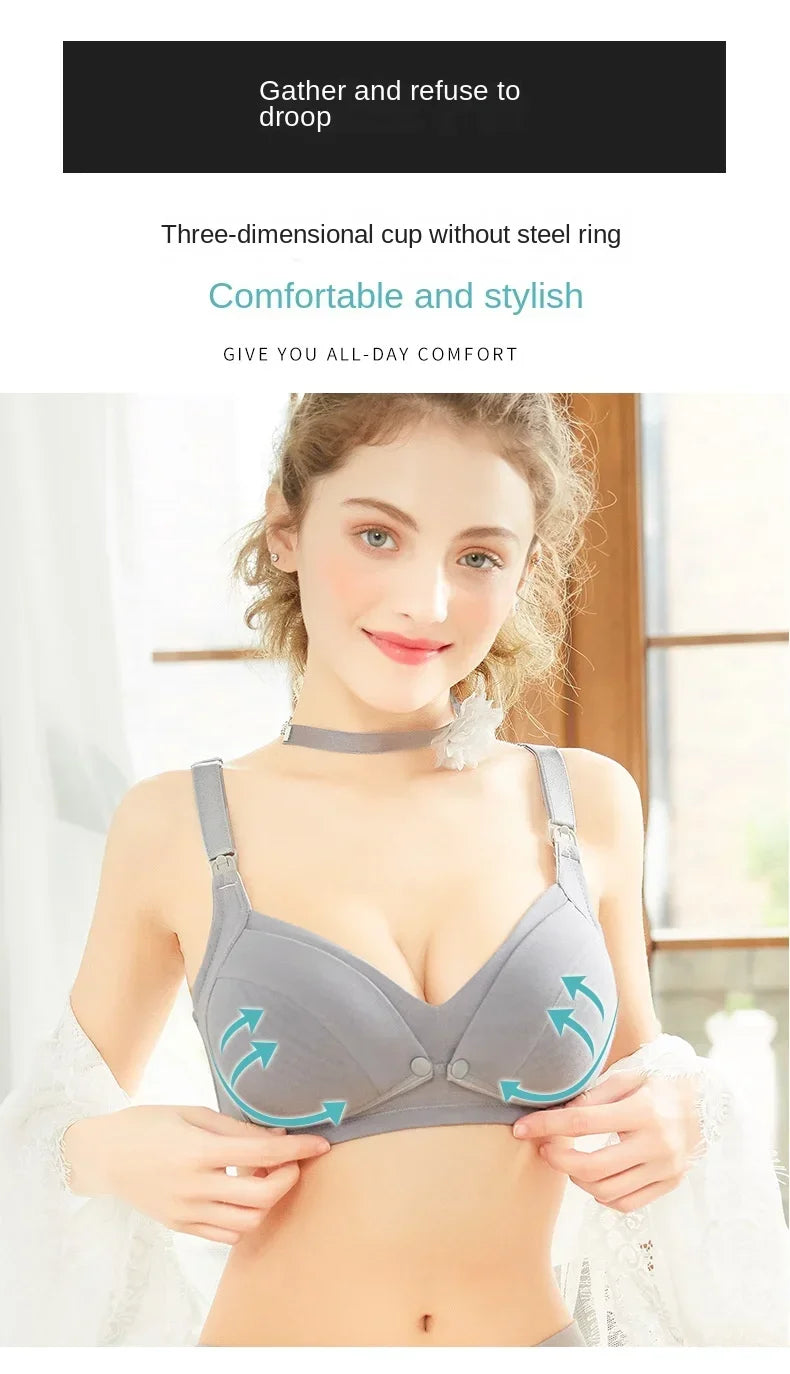 Maternity Nursing Bra Pregnant Women Mother Mama Open Breast Bra Cotton Wire Free Sleep Underwear Lactating Nursing Bralette