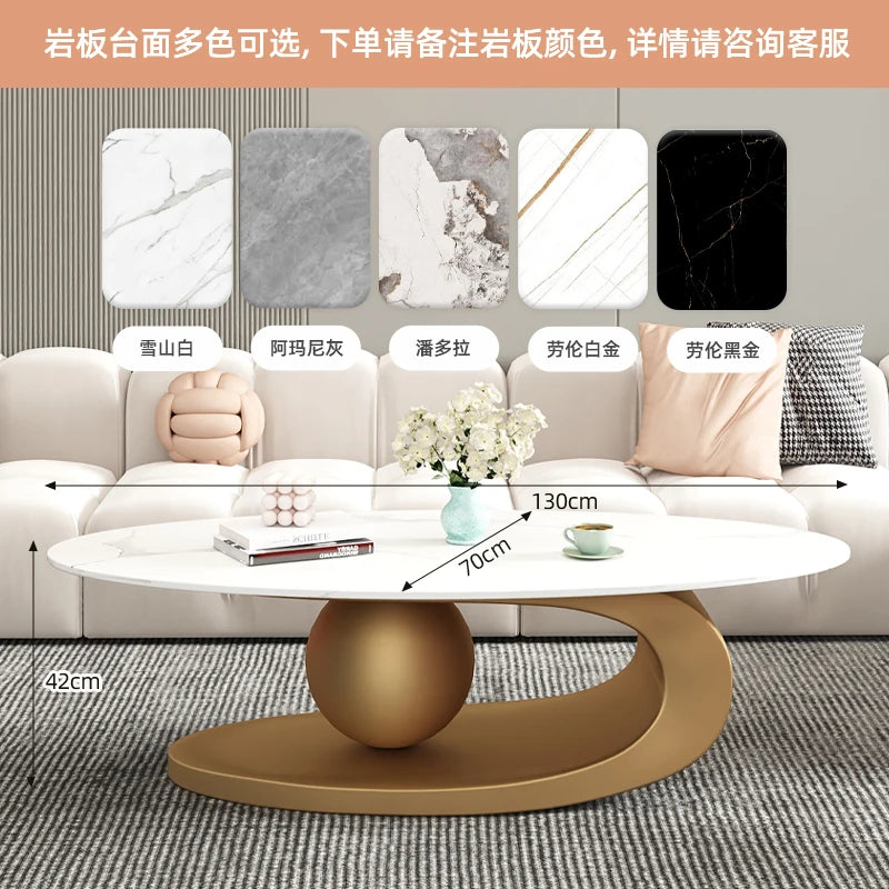 Aesthetic Oval Clear Coffee Tables Modern Design Metal Hotel White Nordic Coffee Table Living Room Low Mesa Furniture For Home