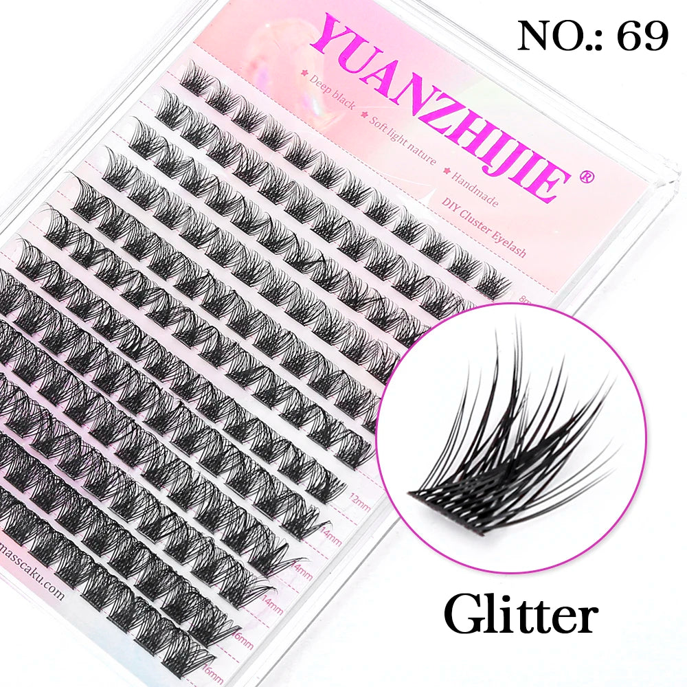 DIY 144 Cluster Lashes YUANZHIJIE free ship Segmented Beam Natural C/D Curl Individual Mink Eyelashes Makeup Supplies at home