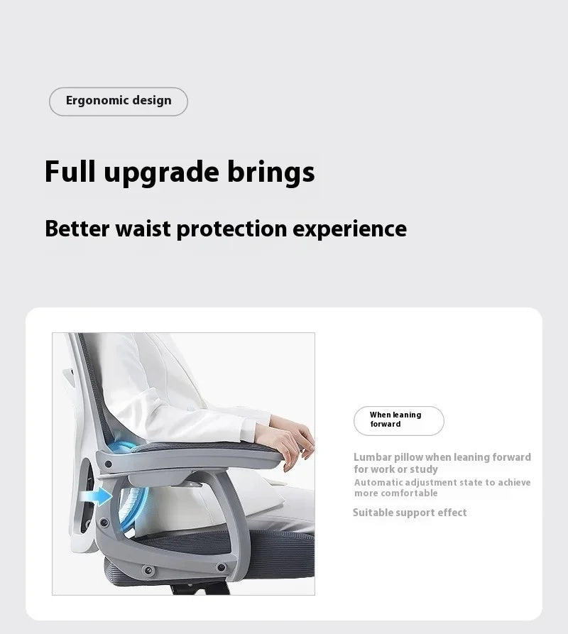 Ergonomic Office Chair Liftable Mesh Computer Chair with 4D Lumbar Support Home Office Swivel Chair with Latex Seat Cushion