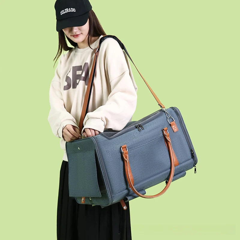 Portable Pet Carrier Backpack with Wheels Cat Cart Portable Supplies for Going Out Folding Luggage Pets Bag Products Supplies