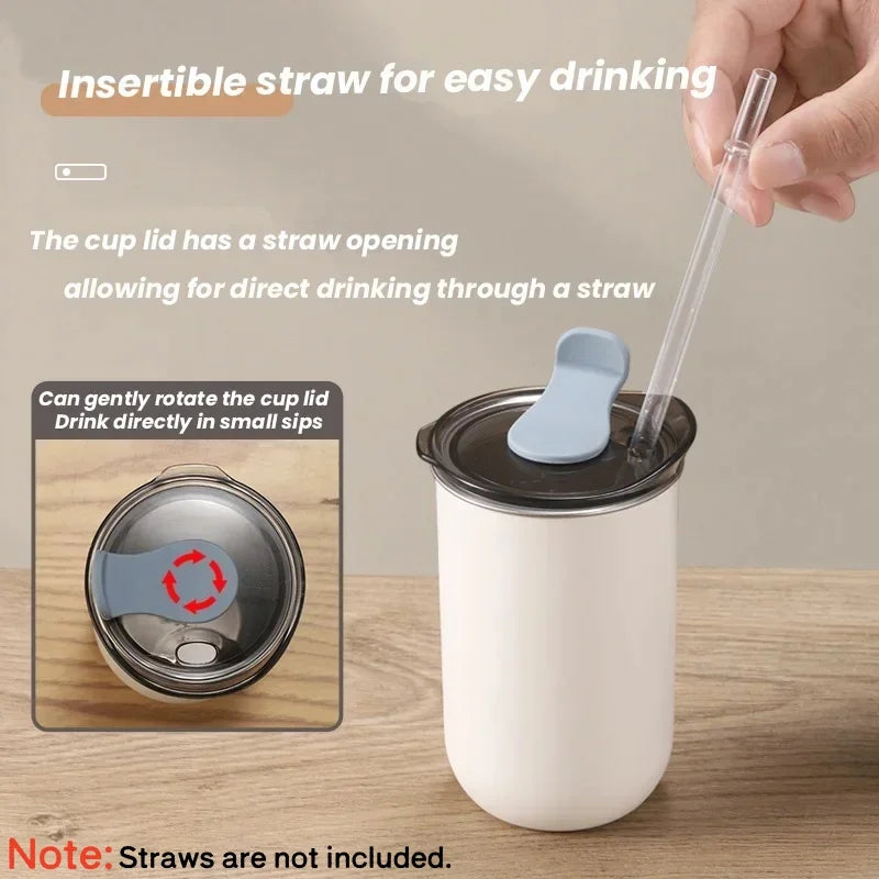 300ml Stainless Steel Coffee Mug Cup with Lid Simple Insulated Coffee Mug Non-slip Leak-proof Multipurpose Handy Cup Drinkware