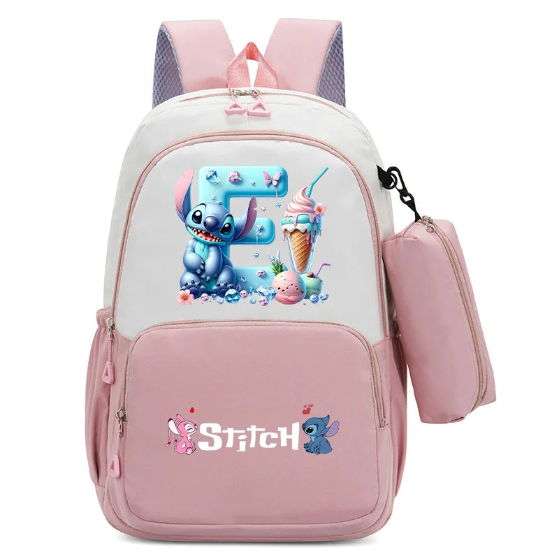 Stitch Disney Girls Schoolbag with Pencil Bags Women Travel Bag New Backpacks for Student Children Large Capacity Bookbag Gifts