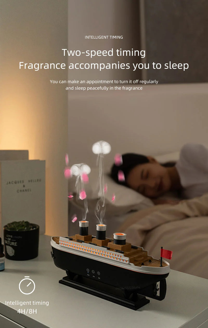 Titanic Ship Model Air Humidifier Essential Oil Diffuser Jellyfish Smoke Ring Fragrance Aroma Humidifier With Remote Control