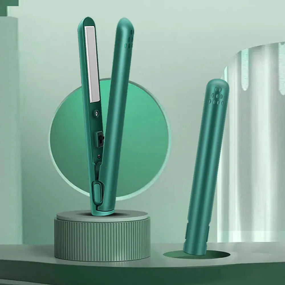 USB Mini Hair Straightener Brush Cordless,Portable Bangs Iron Student Travel Straight Curling Dual-Use Short Hair for Dormitory