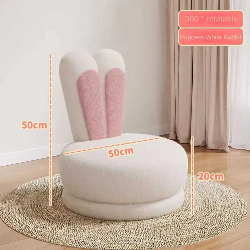 Children's Sofa Lazy Sofa Cute Chair for Living Room Rotating Cartoon Rabbit Ears Chair Leisure Reading Chair Chair with Back