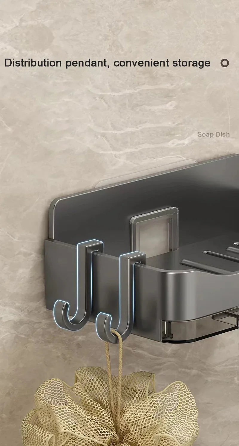 Bathroom Soap Holder Free-Punching Wall Mounted Soap Sponge Holder Organizer Double drainage Soap Dish Bathroom accessories