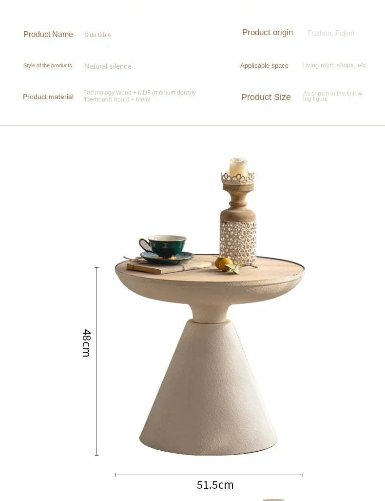 IHOME Retro Small Family Living Room, Small Wooden Table, Coffee Table Beside Sofa, Home Stay Balcony, Leisure Iron Tea Table