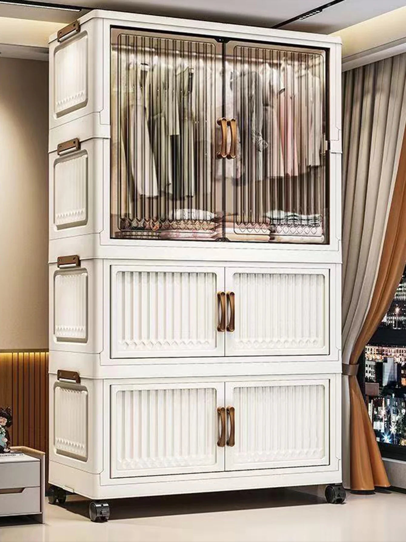 70/80cm Length Multifunction Folding Locker Large Capacity Dustproof Wardrobe Sundries Cabinet Closet Organizer