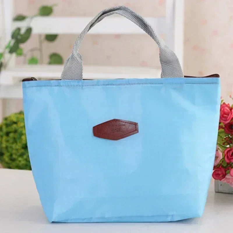 Lunch Box Camping Picnic Lunch Bag Solid Color Portable Insulated Refrigerated Cold Food Cooler Thermal Bag Handbag Hot
