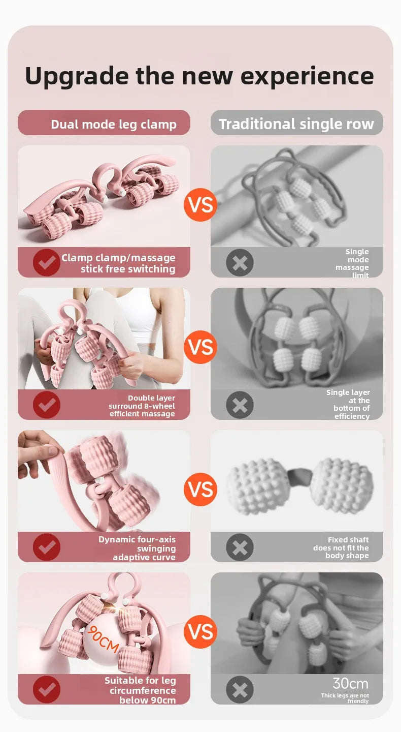 8-wheel multi-functional leg massager ring leg roller thigh calf muscle relaxation lazy neck leg full body massager