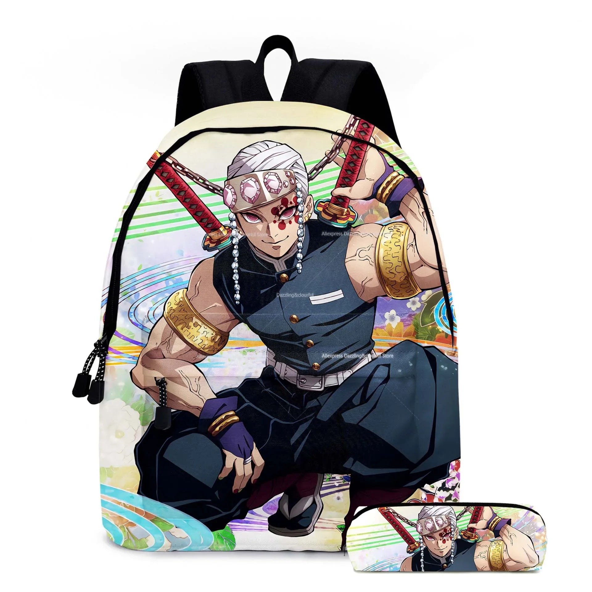 Demon Slayer Nezuko Backpacks 2pcs Girls School Bags Kimetsu No Yaiba Kids Anime Bagpacks Female Male Bookbag Gifts